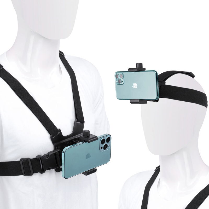 Montera GoPro eller mobil på bröst eller huvudet