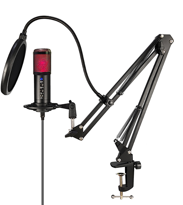 Studiomikrofon RGB med USB Kit med bordsarm