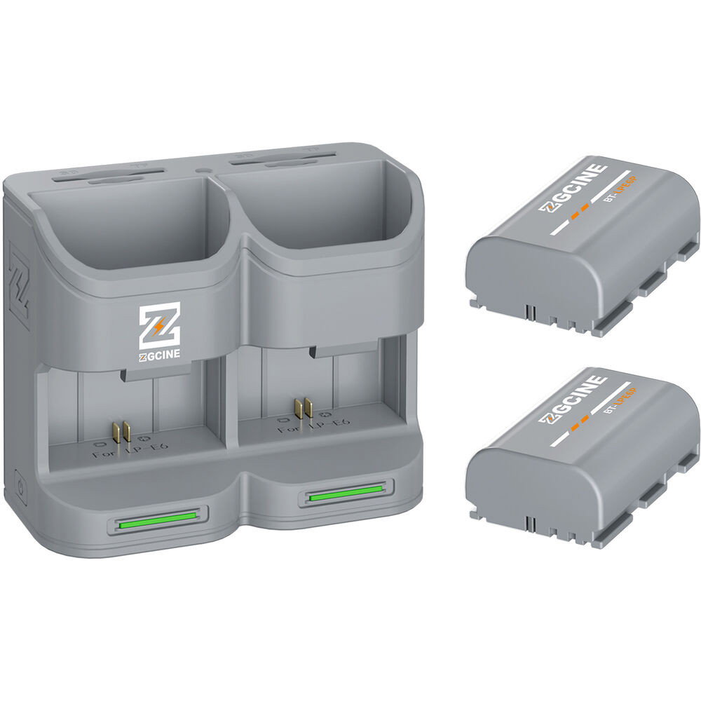 Dubbelladdare för Canon LP-E6 / E6N / E6NH / E6P Kit med 2 LP-E6P batterier