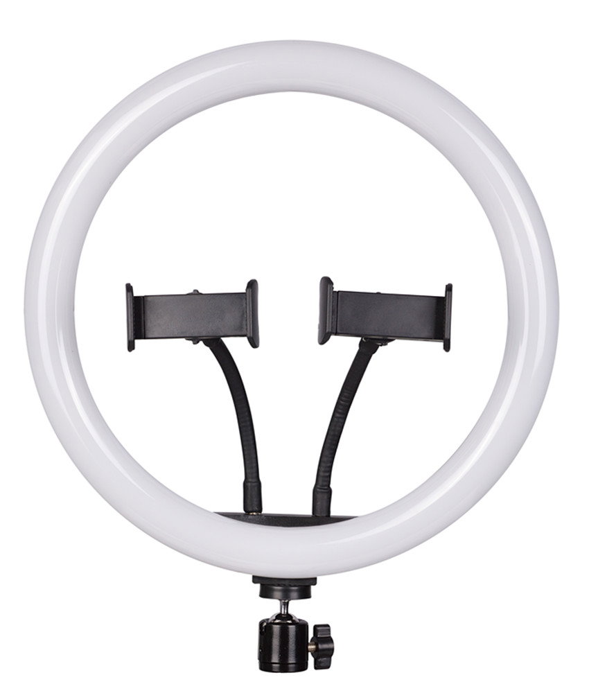 Selfiebelysning 25cm med dubbla mobilhållare