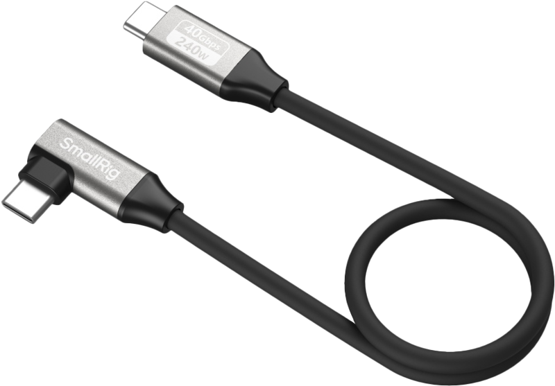 USB-C Datakabel rak till vinklad 35cm 40Gbps + 240W + 8K