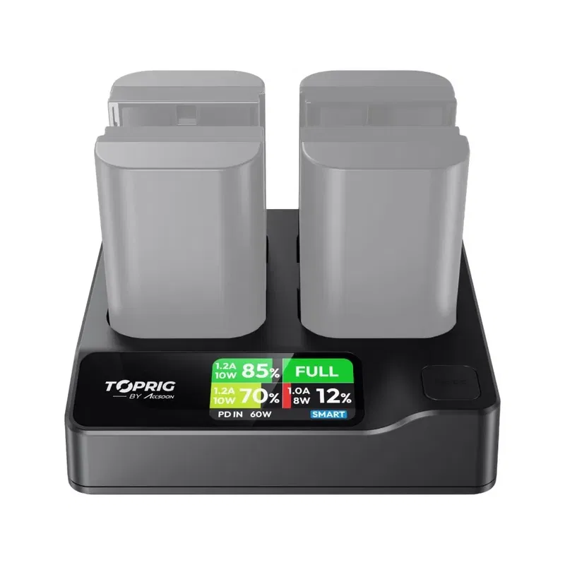 Snabbladdare för 4 st Canon LP-E6 batterier