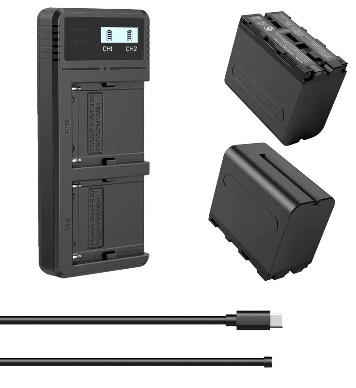 NP-F970 Kit med Laddare och 2st Batterier