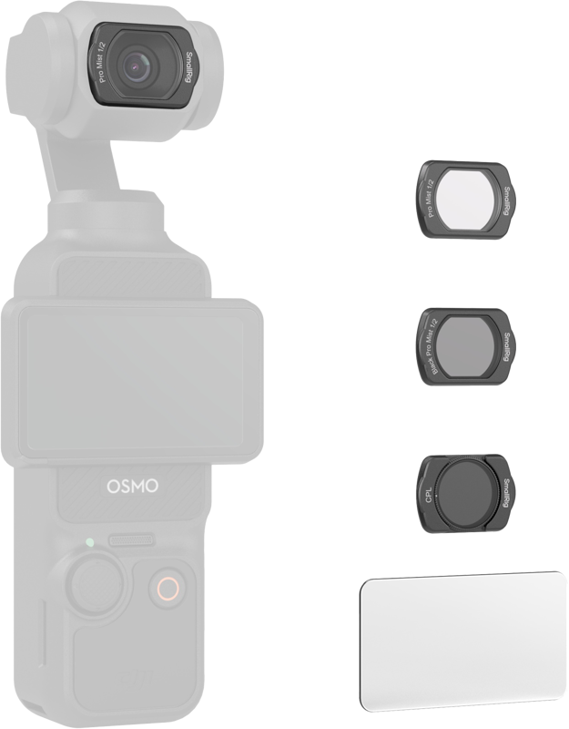 Black / White Mist & CPL filterkit för DJI Osmo Pocket 4 & 3 + skärmskydd