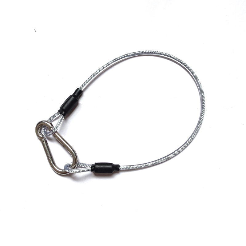 Säkerhetsvajer med karbinhake och gummiöverdrag 32cm