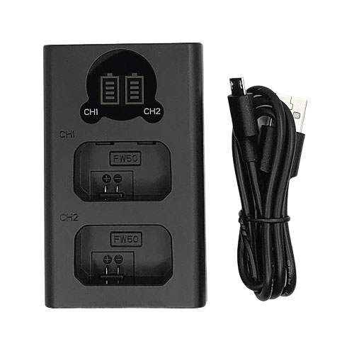 Dubbelladdare för Sony NP-FW50 med USB-C