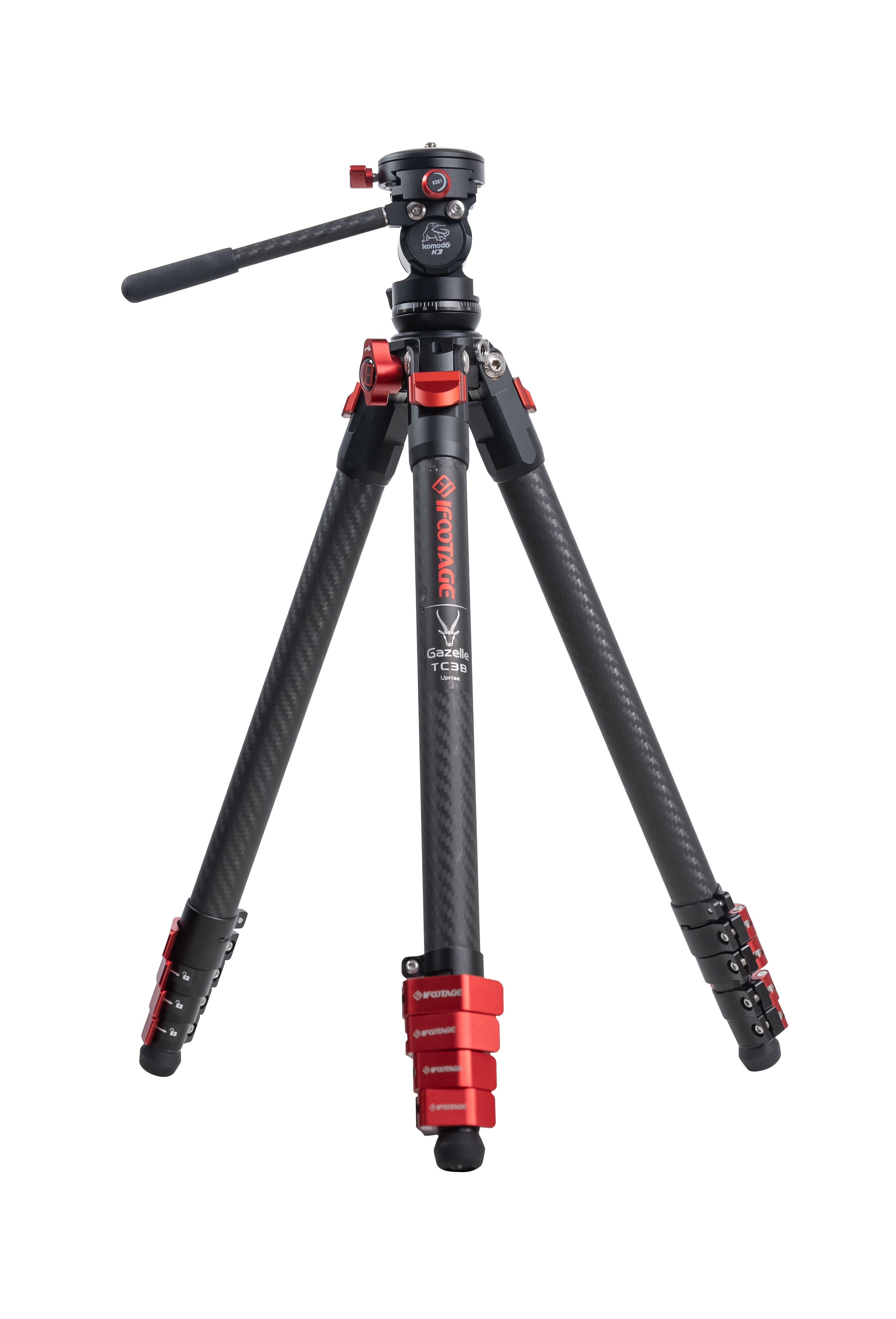 Gazelle TC3B Tripod i kolfiber med Komodo K3 Videohuvud