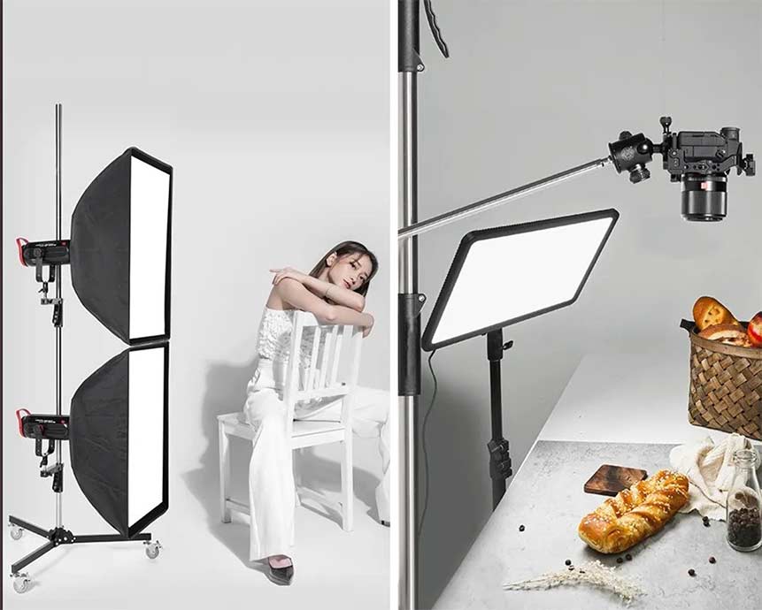 Studiostativ med hjul 225 cm