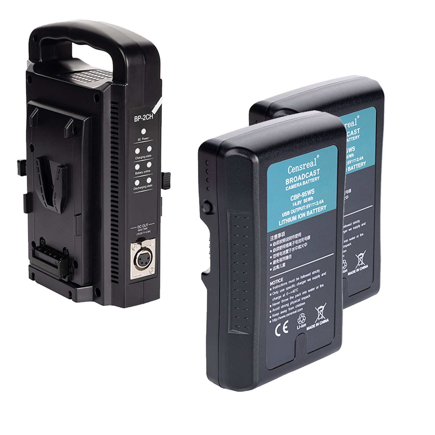 2-Pack V-mount 95wh med dubbelladdare