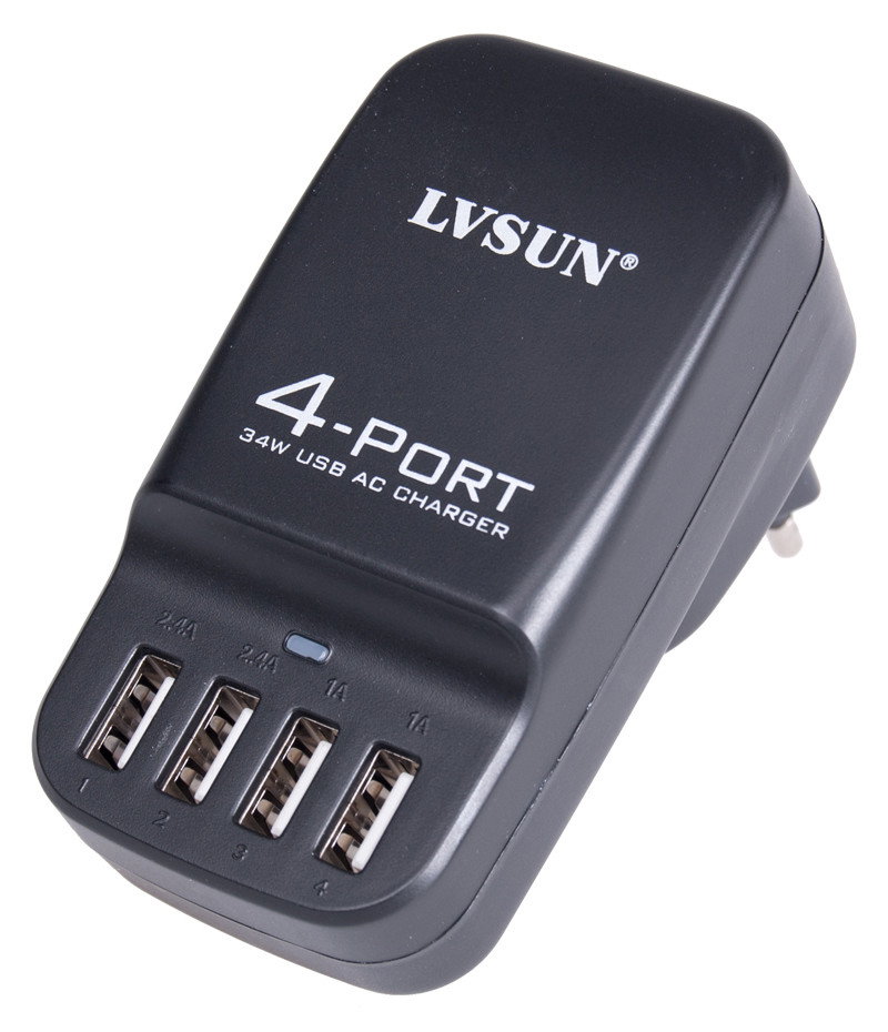Väggladdare med 4 utgångar (USB)