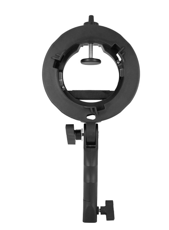 Montera speedlite i Bowens-softbox + handgrepp