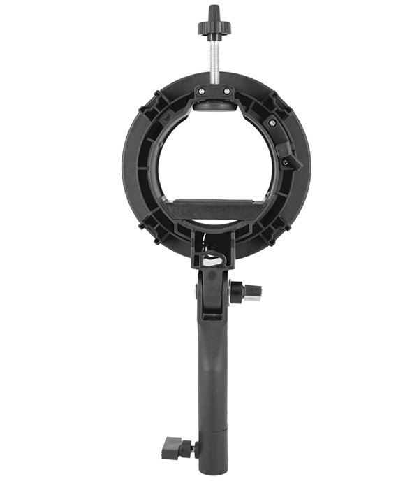 Montera speedlite i Bowens-softbox + handgrepp