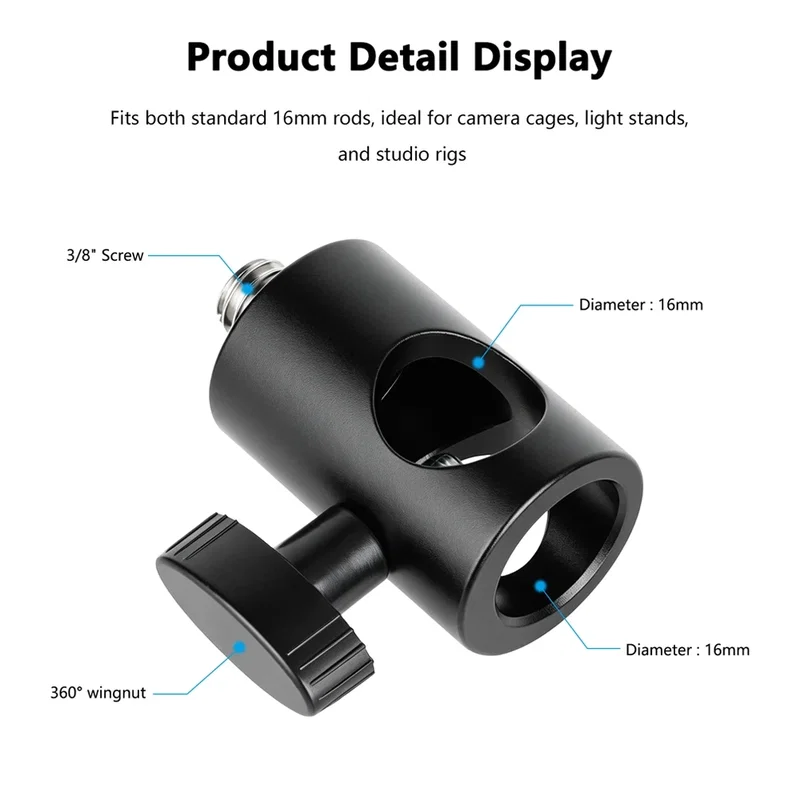 Adapter 16mm spigot till 1/4" montera tillbehör