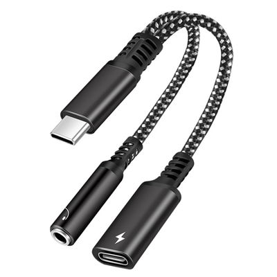 2-i-1 USB-C till USB-C PD 60W + 3,5 mm ljudadapter – svart