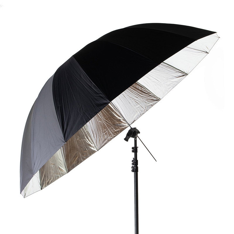 Paraply paraboliskt 16 stänger 185 cm (silver / svart 185cm)