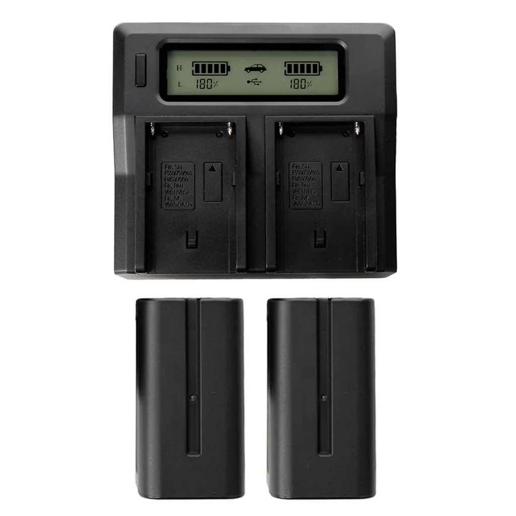 2-Pack NP-F750 med dubbelladdare