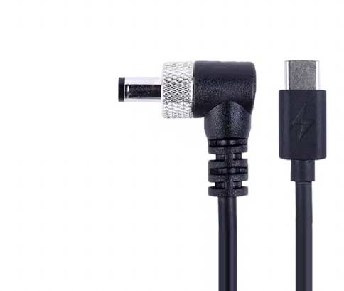 USB-C till DC 5525 spiralkabel med lås