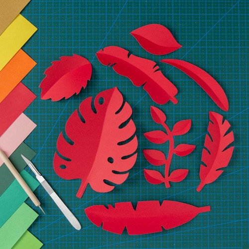 Löv i papper Styling props för produktfoto Röd