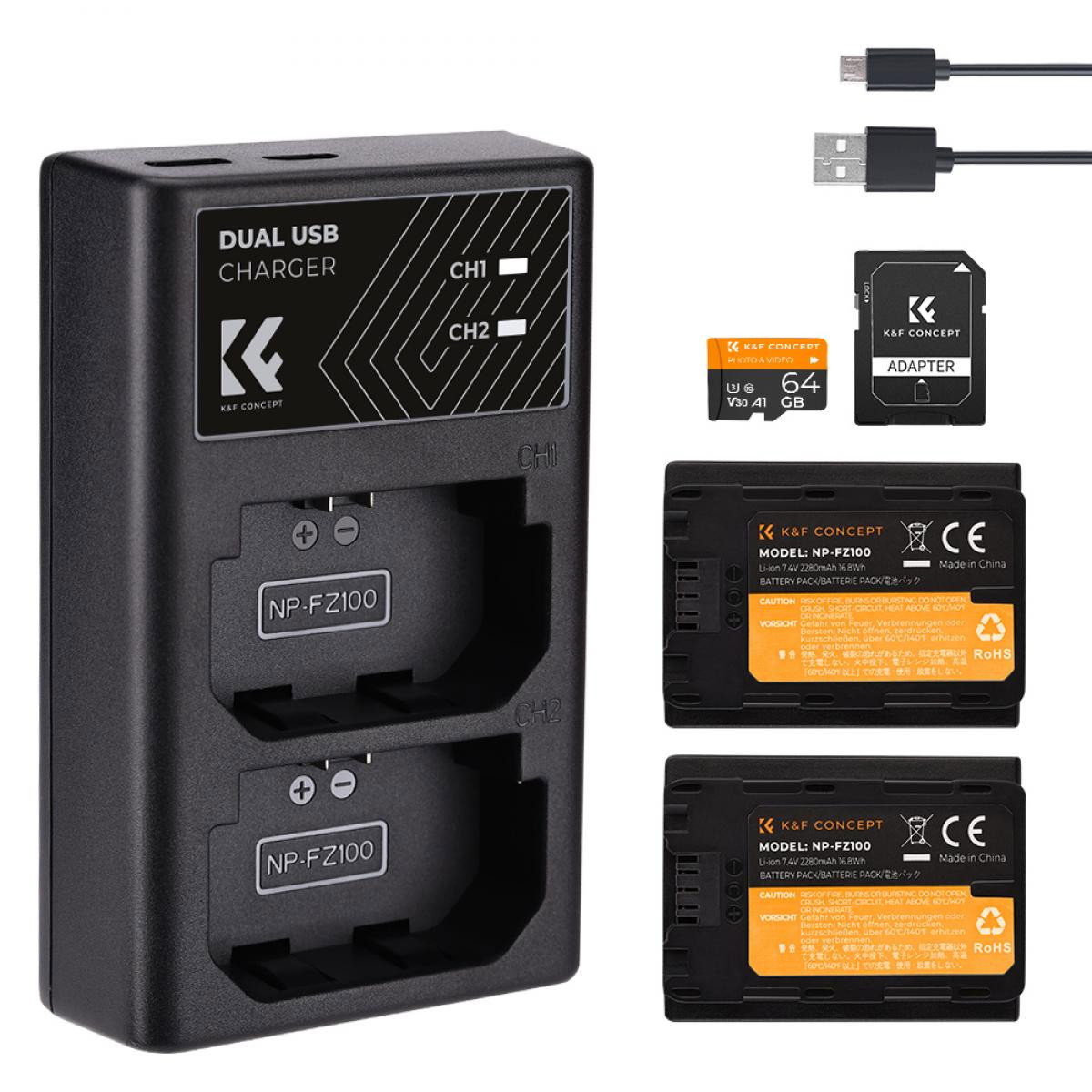2 x NP-FZ100 batteri inkl. dubbelladdare & minneskort