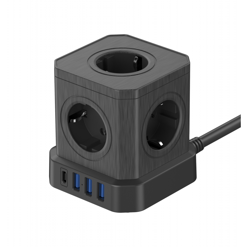Powercube med 9 uttag PD USB