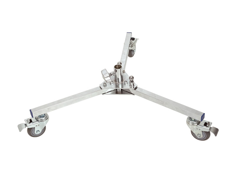 Belysningsstativ med hjul och låg bas (höjd 25 cm)