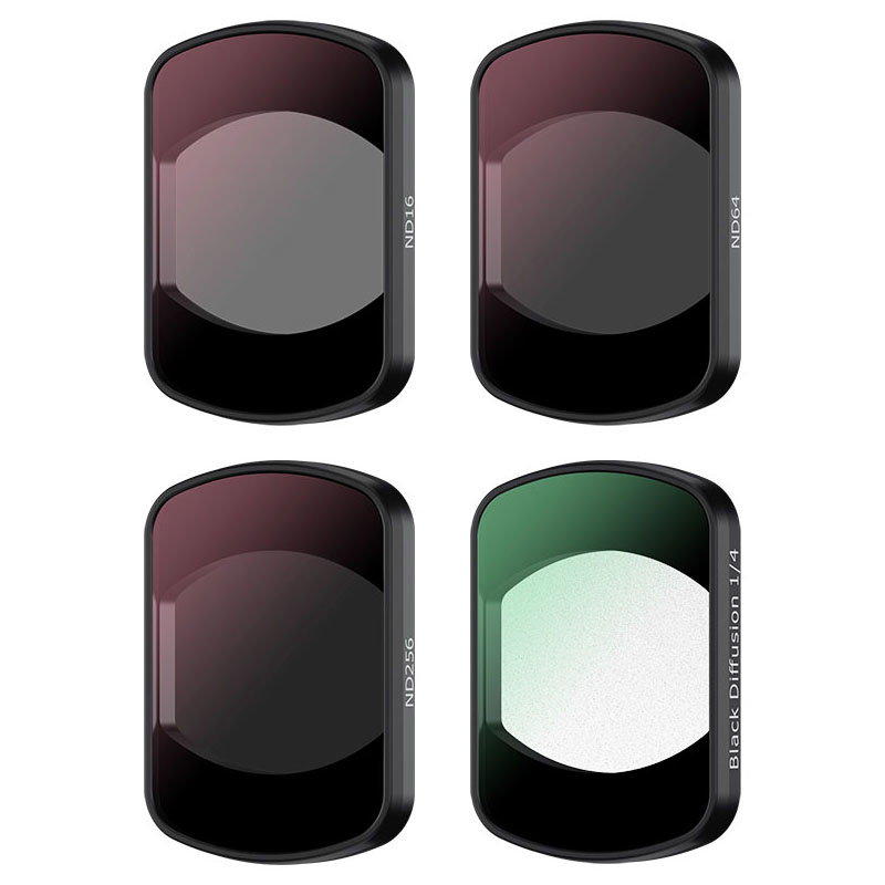 Filterset 4 delar för DJI Osmo Pocket 4 & 3 med ND16, ND64, ND256 & Black Mist 1/4