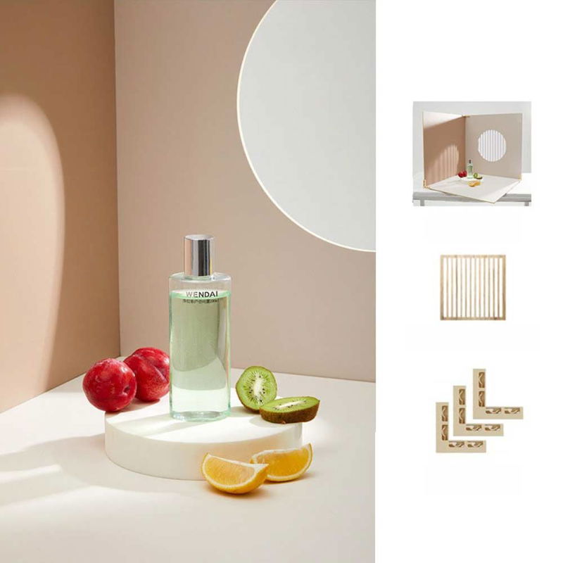 Kit med skivor för produktfoto brun vibe