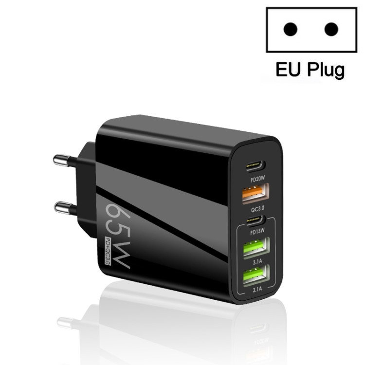 Väggladdare med 5 utgångar (3st USB + 2st PD)