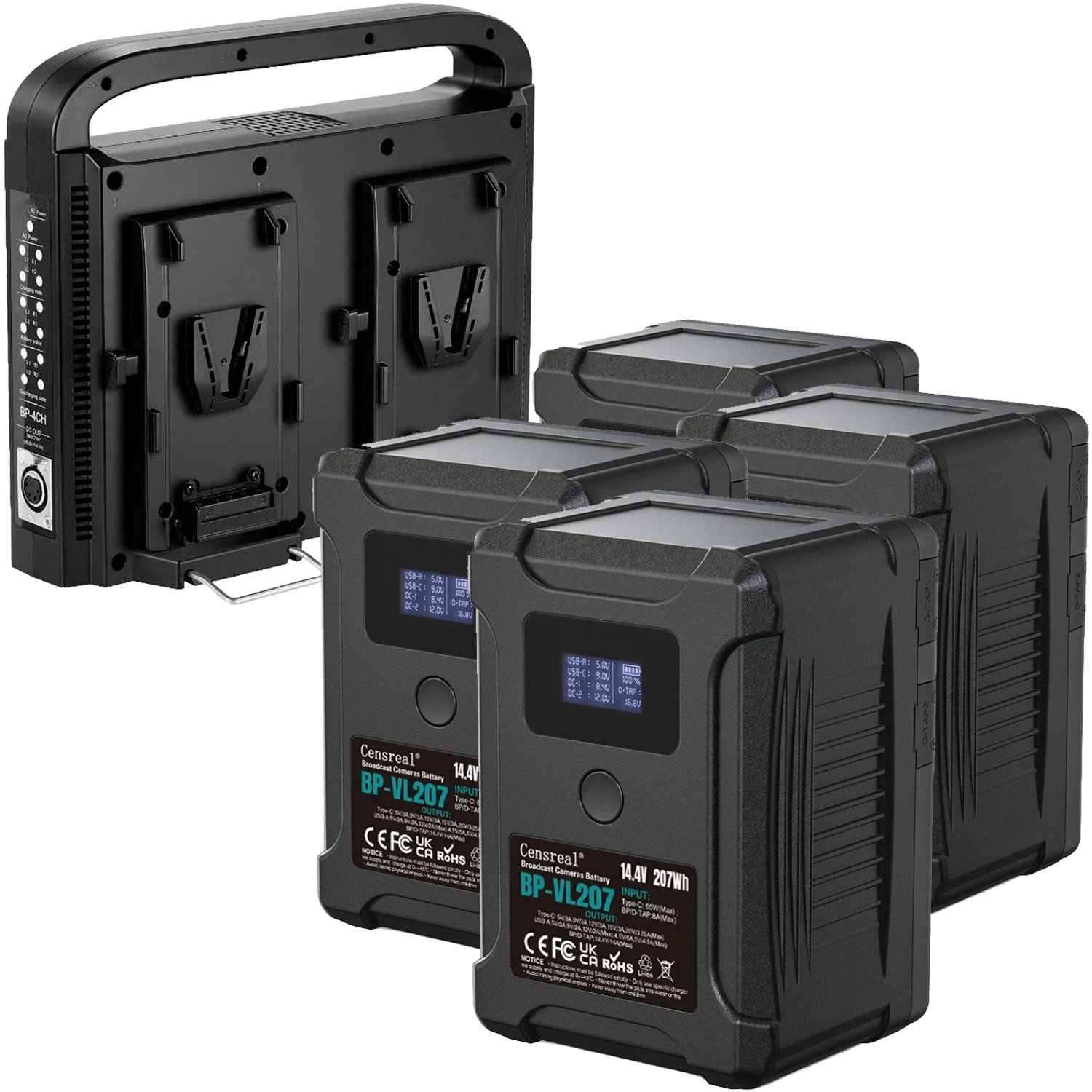 828wh V-mount batteripaket med 4x laddare
