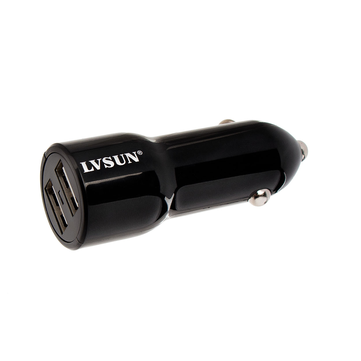 Billaddare med 2 utgångar (USB) (Svart)