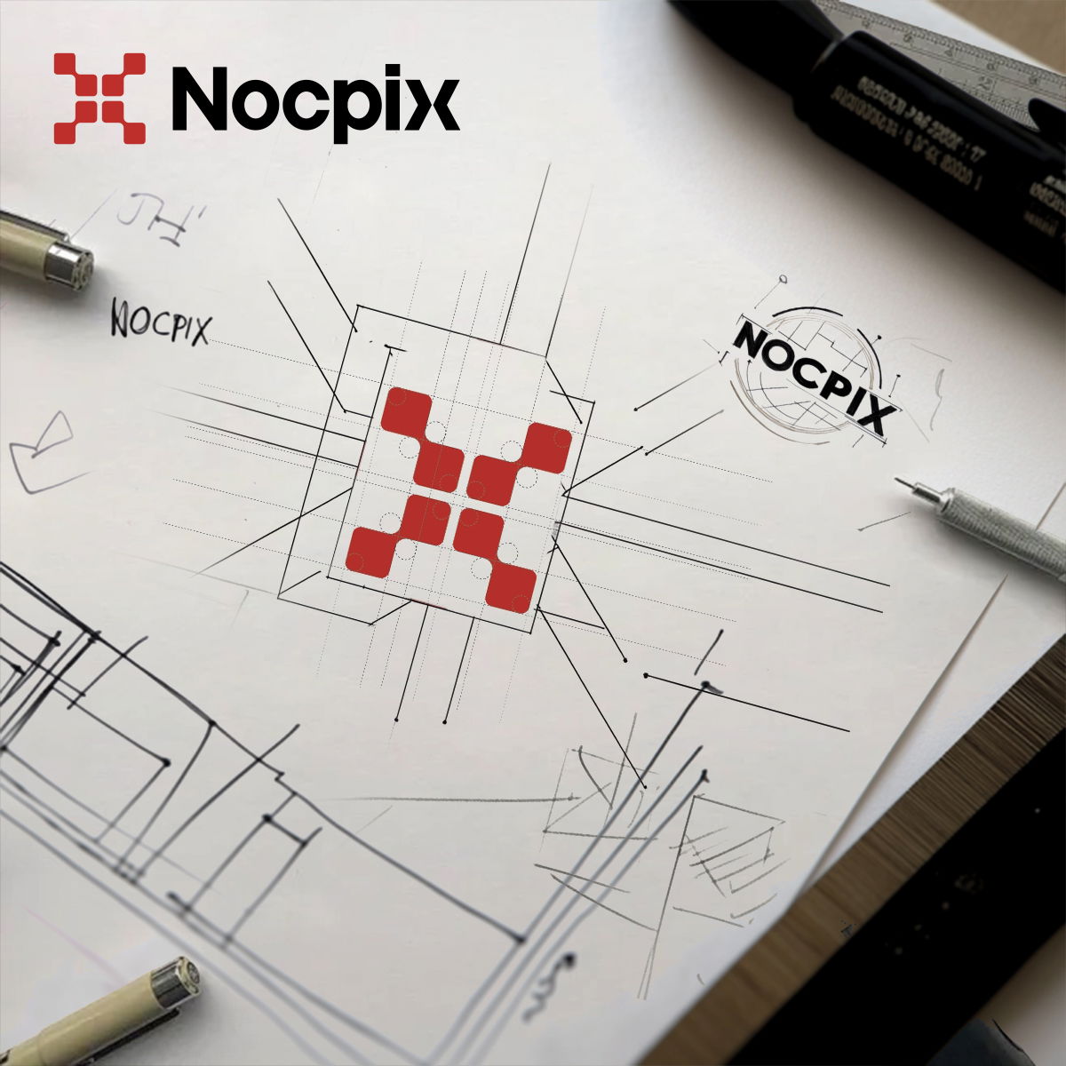 Sketch på är Nocpix logotyp skapades