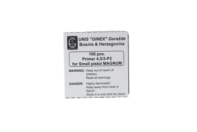 GINEX, Primer 4,5/3-P2 for Small Pistol Magnum - 100 ASK
