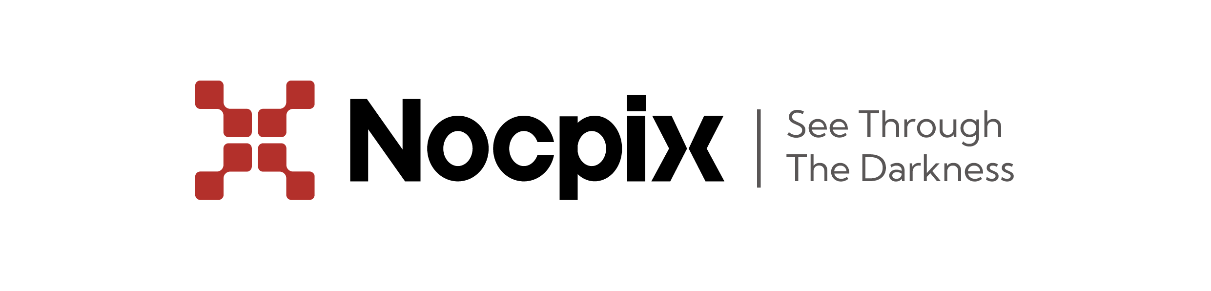 Bild på Nocpix logotyp med citat/slogan "See through the darkness"