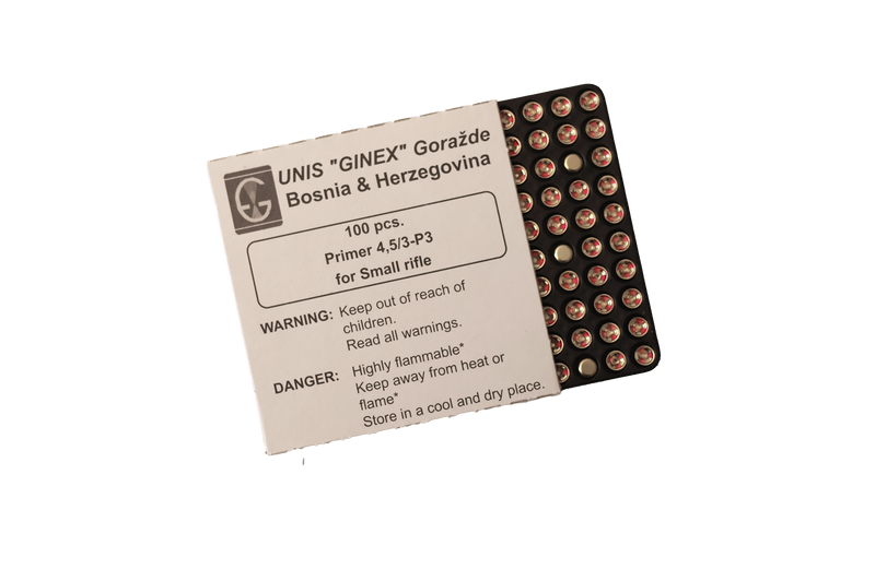 GINEX, Primer 4,5/3-P3 for Small Rifle - 100 ASK