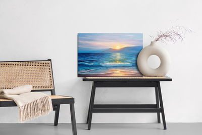 Ljuddämpande tavla - Painted sunset over the sea