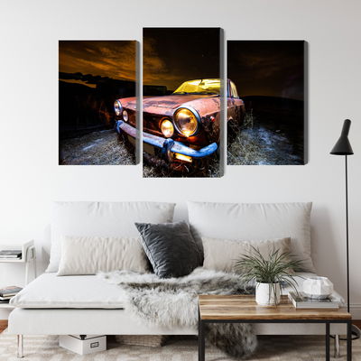 Ljuddämpande tavla - Old abandoned car 3d