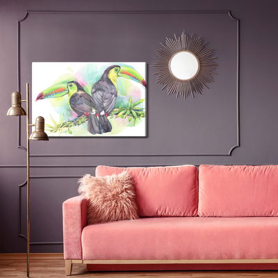 Ljuddämpande tavla - Watercolor parrots