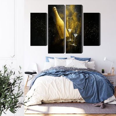 Ljuddämpande tavla - Golden bottle of champagne