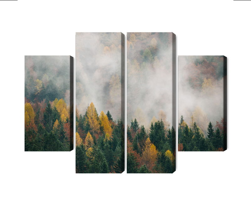 Ljuddämpande tavla - Autumn forest in fog 3d