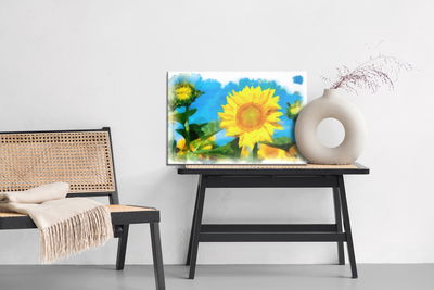 Ljuddämpande tavla - Sunflowers as if painted