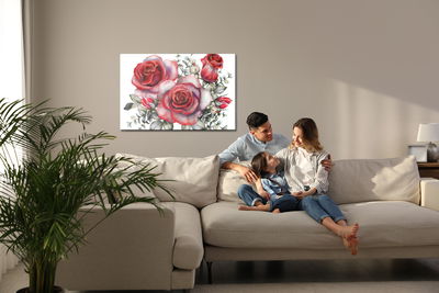 Ljuddämpande tavla - Red roses painted