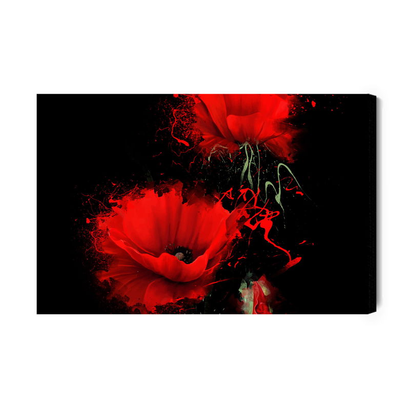 Ljuddämpande tavla - Red poppies on a black