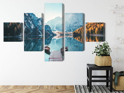 Ljuddämpande tavla - Lake braies in the italian