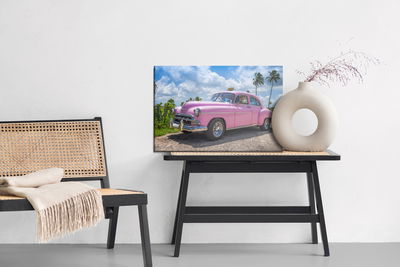 Ljuddämpande tavla - Pink vintage car