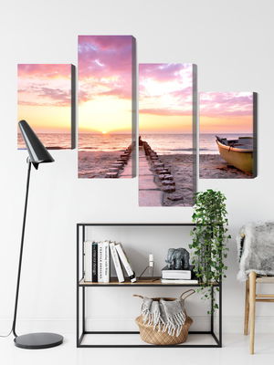Ljuddämpande tavla - Boat on the beach 3d