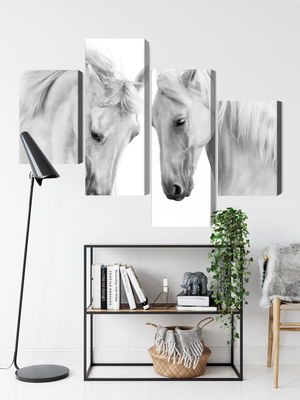 Ljuddämpande tavla - Two horses on a white