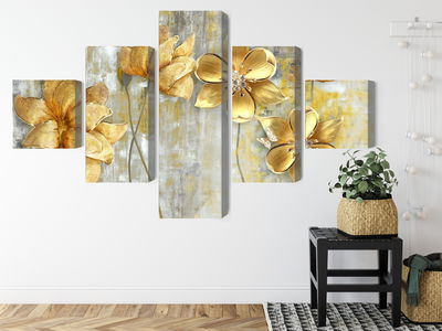 Ljuddämpande tavla - Decorative flowers in shades