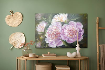 Ljuddämpande tavla - Peonies roses and leaves as