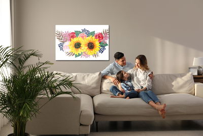 Ljuddämpande tavla - A floral composition painted