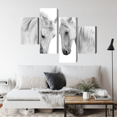 Ljuddämpande tavla - Two horses on a white